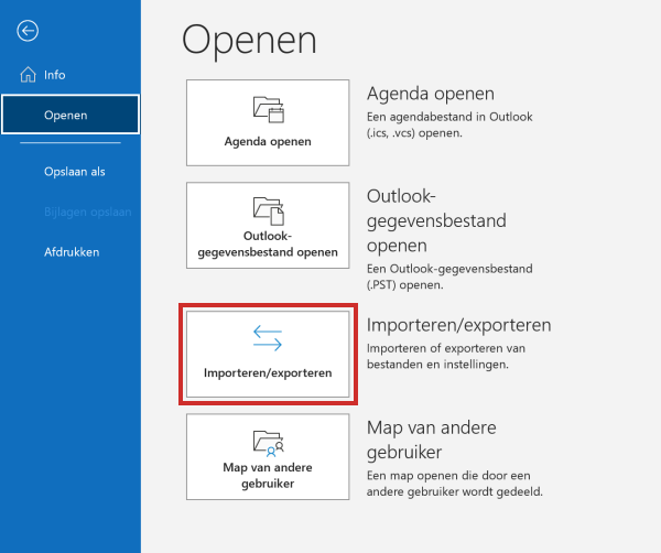 E-mails exporteren office Outlook
